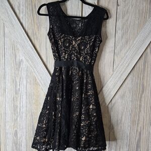Betsy & Adam Black Lace Mini Dress
